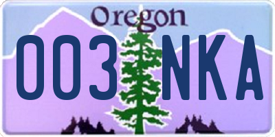 OR license plate 003NKA
