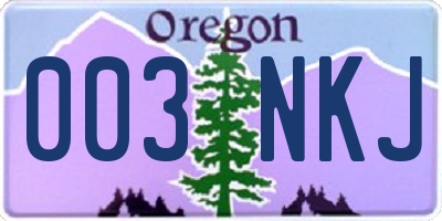OR license plate 003NKJ