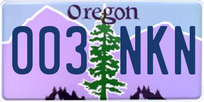 OR license plate 003NKN
