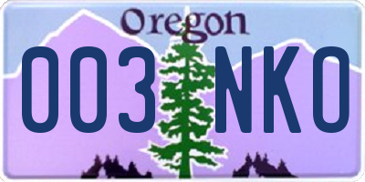 OR license plate 003NKO