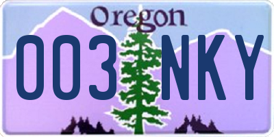 OR license plate 003NKY