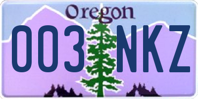 OR license plate 003NKZ