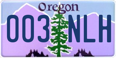 OR license plate 003NLH