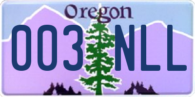 OR license plate 003NLL