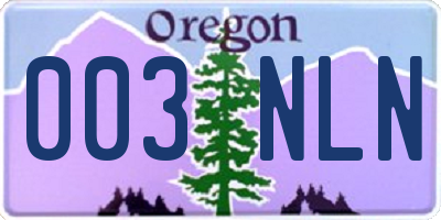 OR license plate 003NLN