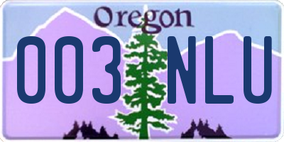 OR license plate 003NLU