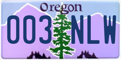 OR license plate 003NLW