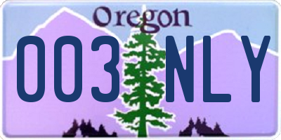 OR license plate 003NLY