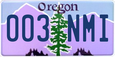 OR license plate 003NMI