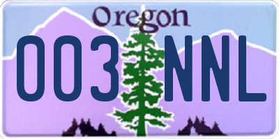 OR license plate 003NNL