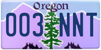 OR license plate 003NNT