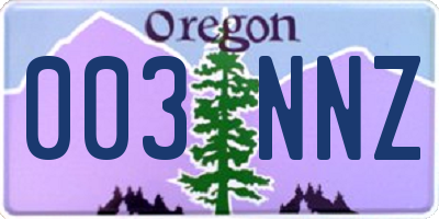 OR license plate 003NNZ