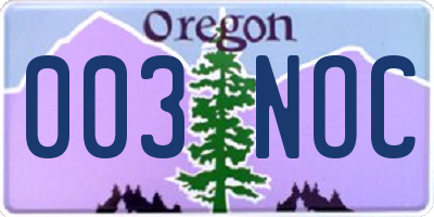 OR license plate 003NOC