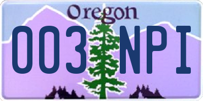 OR license plate 003NPI
