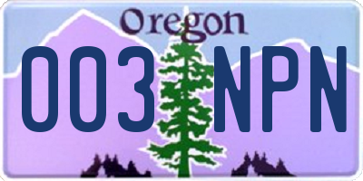 OR license plate 003NPN