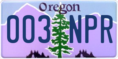 OR license plate 003NPR