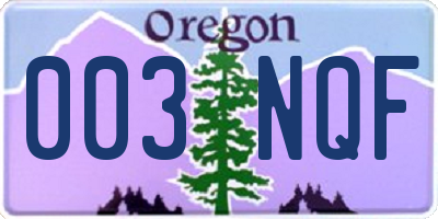 OR license plate 003NQF