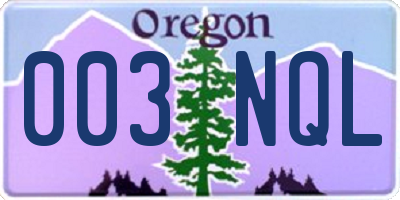 OR license plate 003NQL