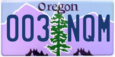OR license plate 003NQM