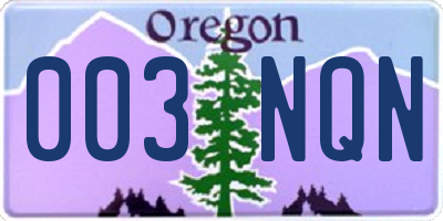 OR license plate 003NQN