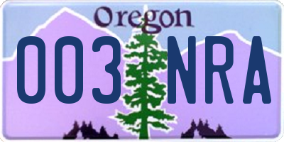 OR license plate 003NRA