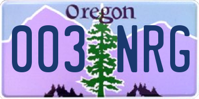 OR license plate 003NRG