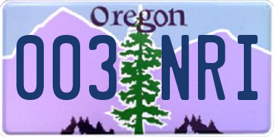 OR license plate 003NRI