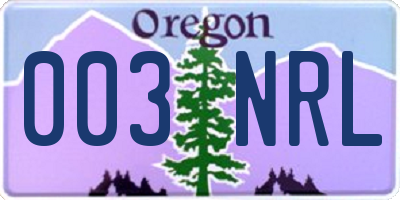 OR license plate 003NRL