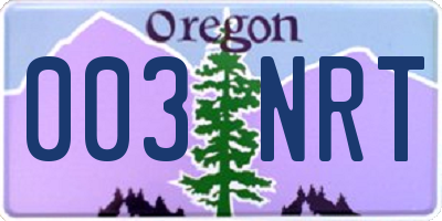 OR license plate 003NRT