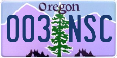 OR license plate 003NSC