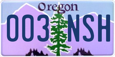 OR license plate 003NSH