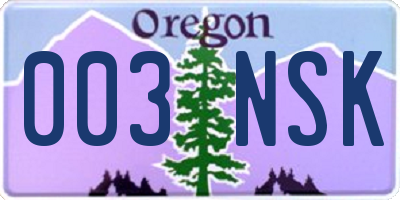 OR license plate 003NSK