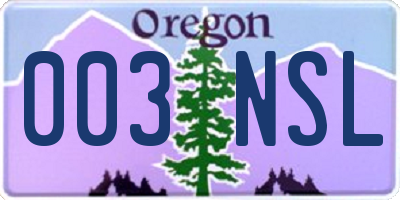OR license plate 003NSL