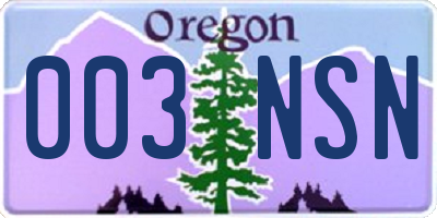 OR license plate 003NSN