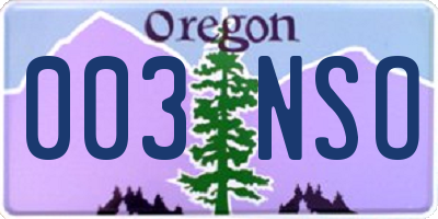 OR license plate 003NSO