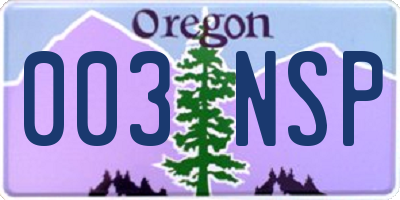 OR license plate 003NSP
