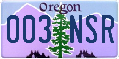 OR license plate 003NSR