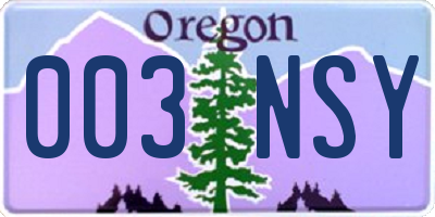 OR license plate 003NSY