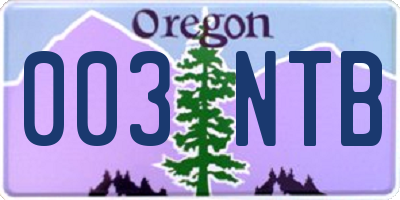 OR license plate 003NTB