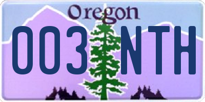 OR license plate 003NTH