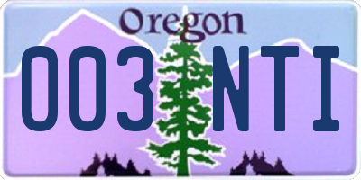 OR license plate 003NTI