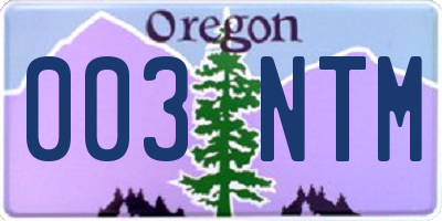 OR license plate 003NTM