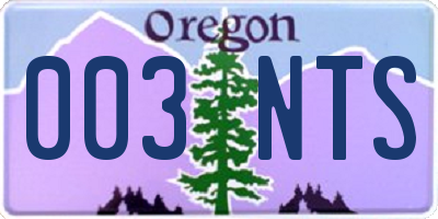 OR license plate 003NTS