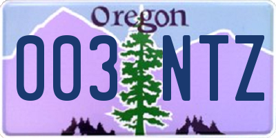 OR license plate 003NTZ