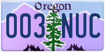 OR license plate 003NUC