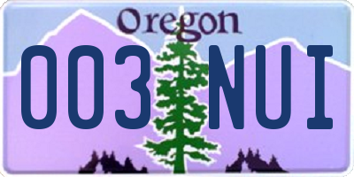 OR license plate 003NUI