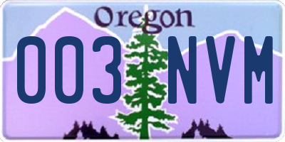OR license plate 003NVM