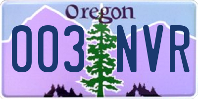 OR license plate 003NVR