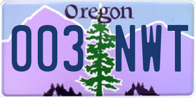 OR license plate 003NWT