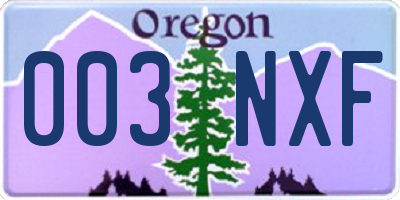 OR license plate 003NXF